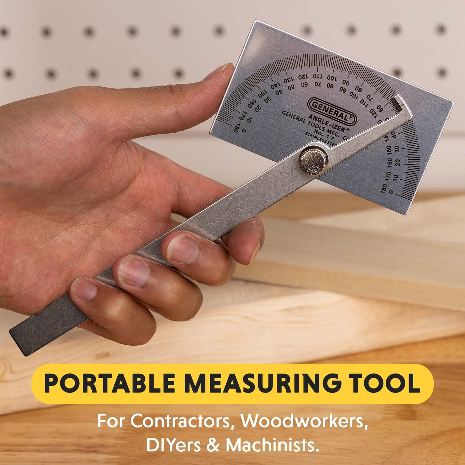 Angle Protractor #17 Stainless Steel Square Head - Measuring Tool for Carpenters
