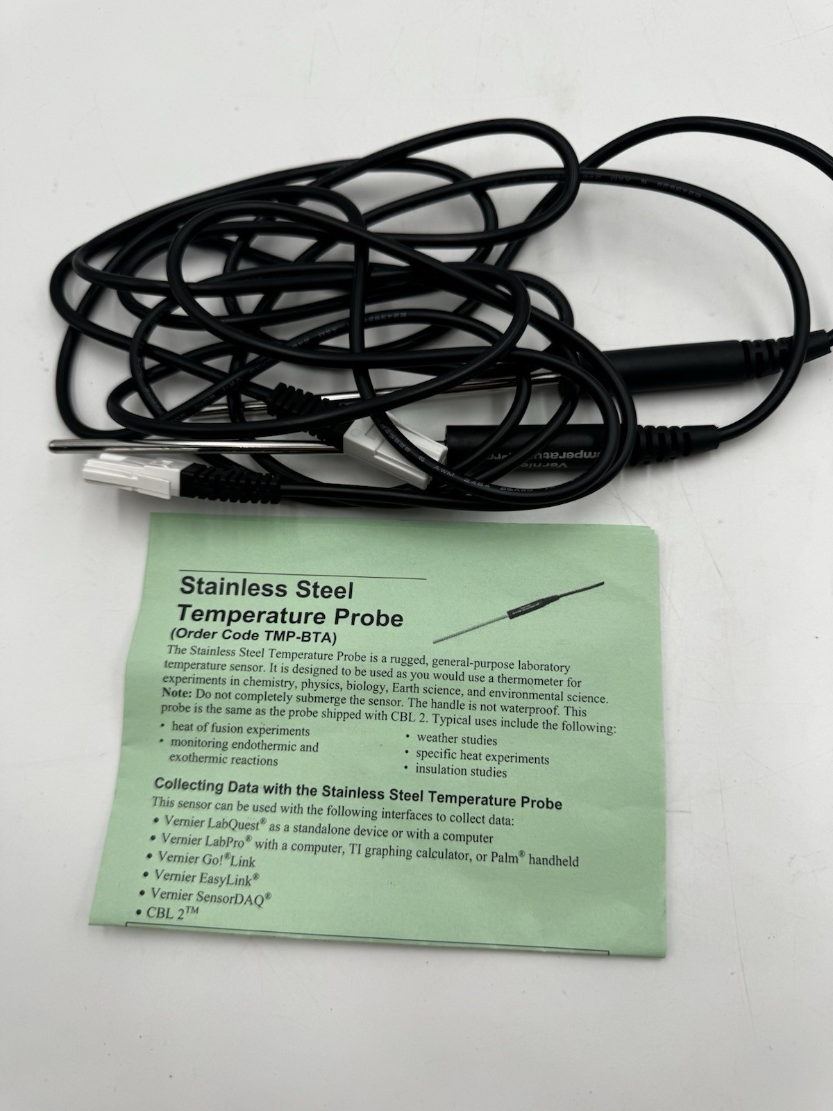 Vernier Stainless Steel Temperature Probe TMP BTA Lab Sensor Science Probe OpenB