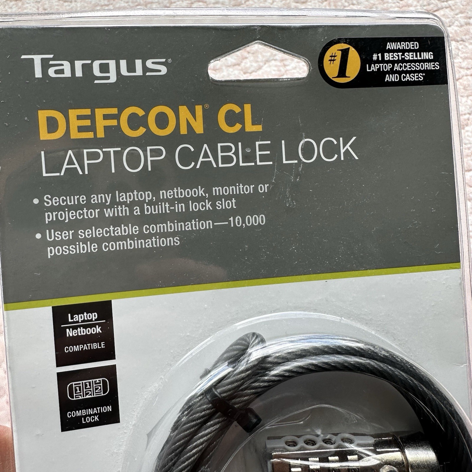Targus Defcon CL Laptop Cable Combination Lock Netbook Compatible NEW