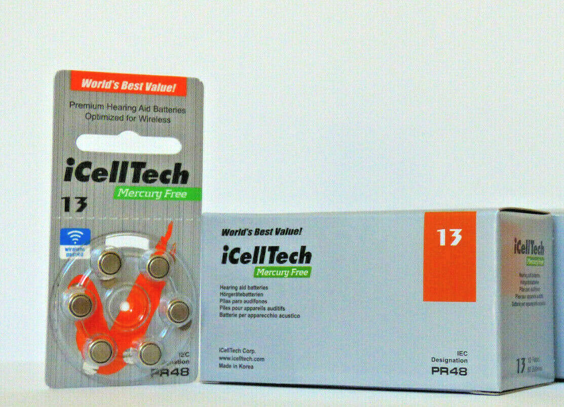 iCellTech Size 13 Hearing Aid Batteries (60 Cells)  Expires Nov.2026