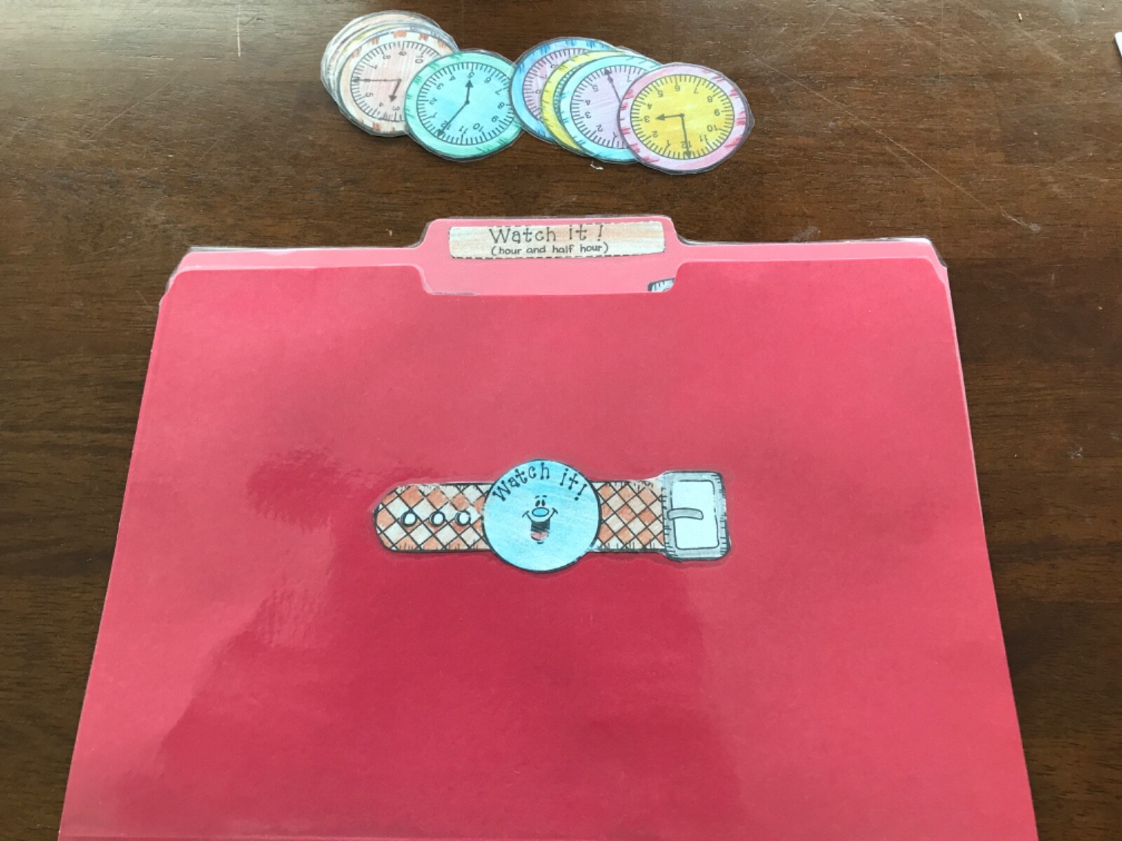 Watch It! Time 1st grade math arts file folder game teacher