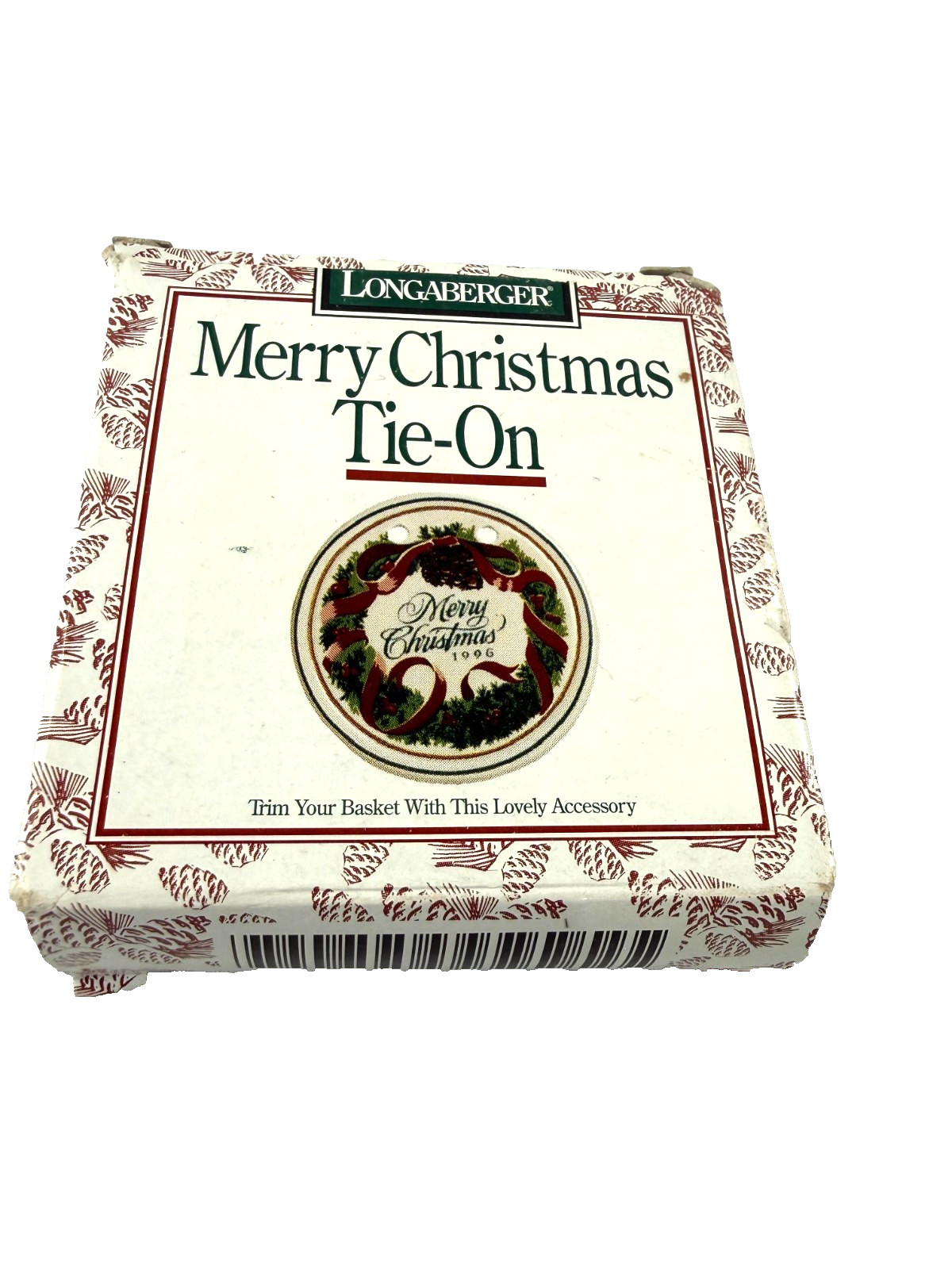 Longaberger Merry Christmas Ceramic Round Pottery Tie-On Vintage #31704