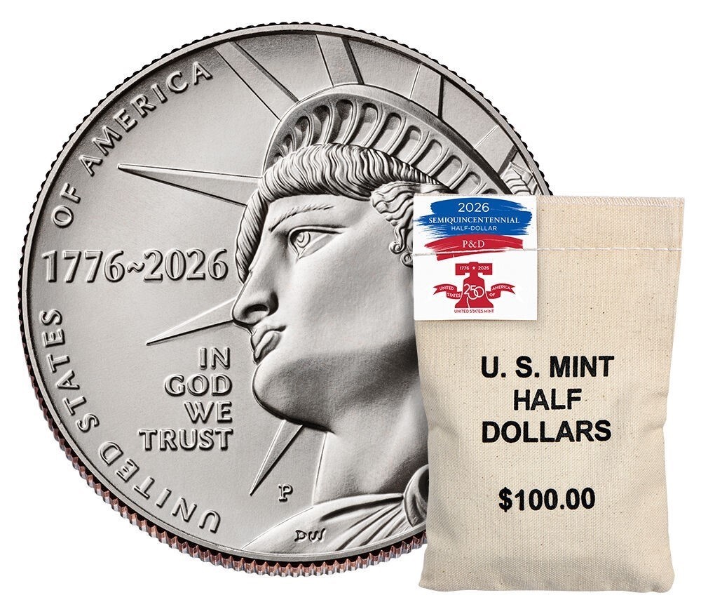 2026 P D US Mint Semiquincentennial Half Dollar Bag $100 Enduring Liberty 26QBB