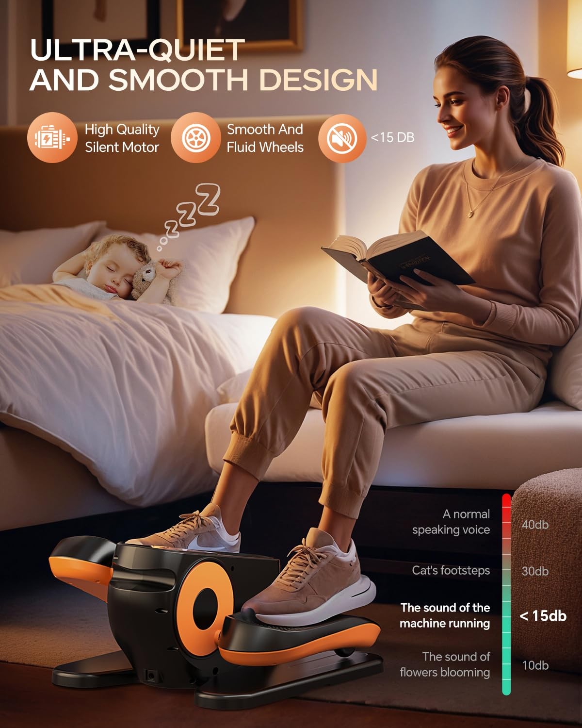 Under Desk Elliptical Machine with 12 Adjustable Speed, Quiet & Portable Seat...