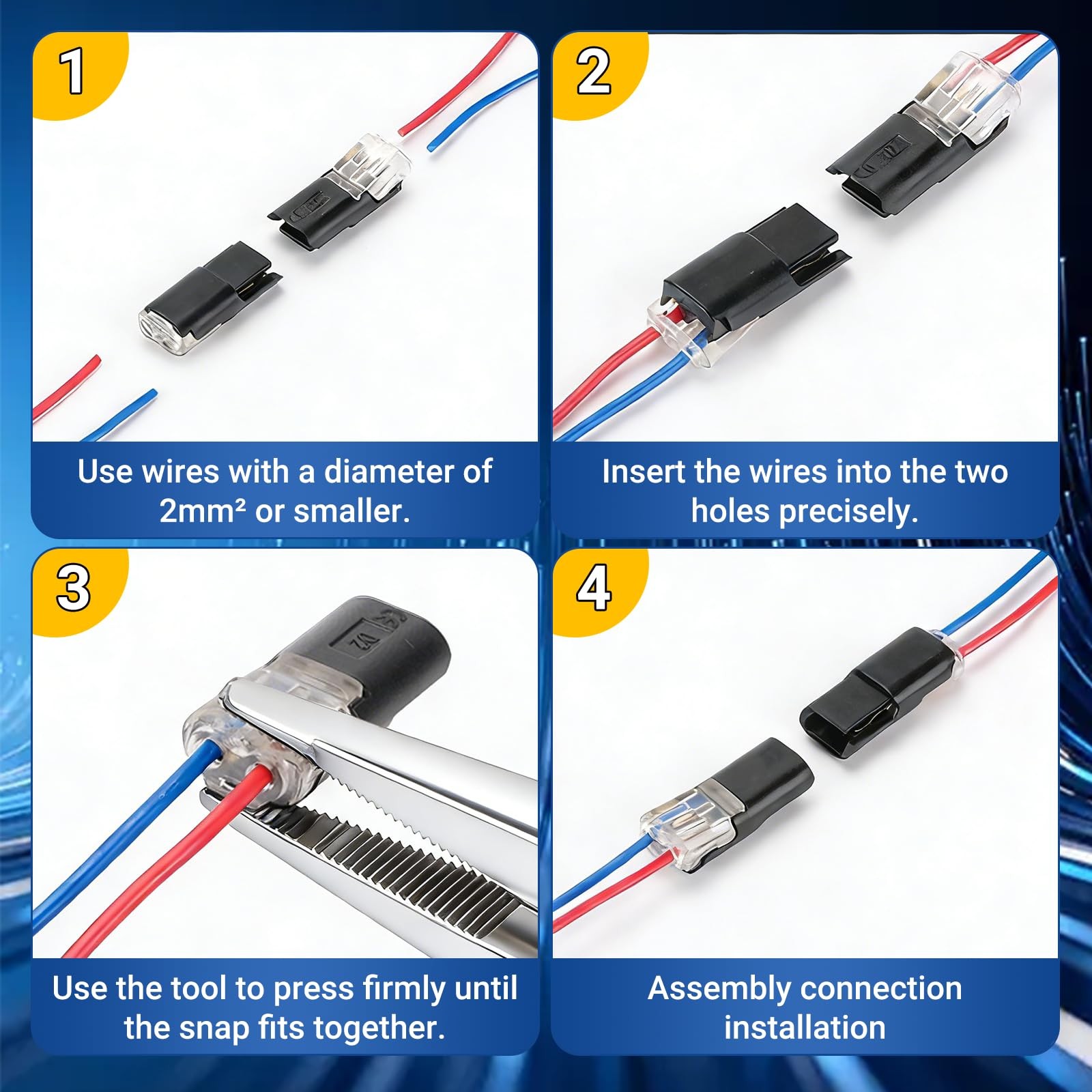 20Pcs Low Voltage Wire Connector Double Wire Plug In Connector w/ Locking Buckle