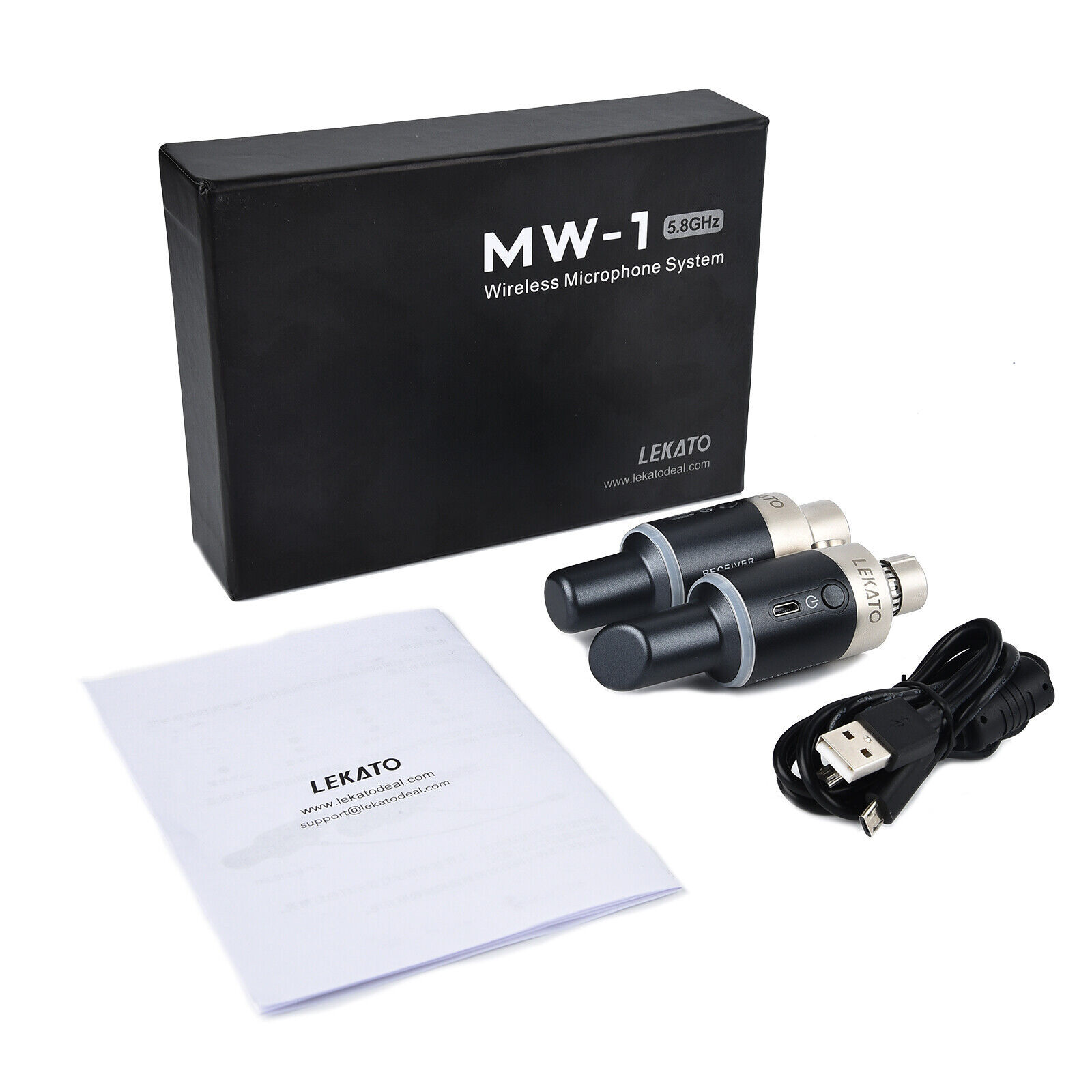 LEKATO 5.8G Wireless Microphone System Mic Transmitter Receiver Plug On XLR 100'