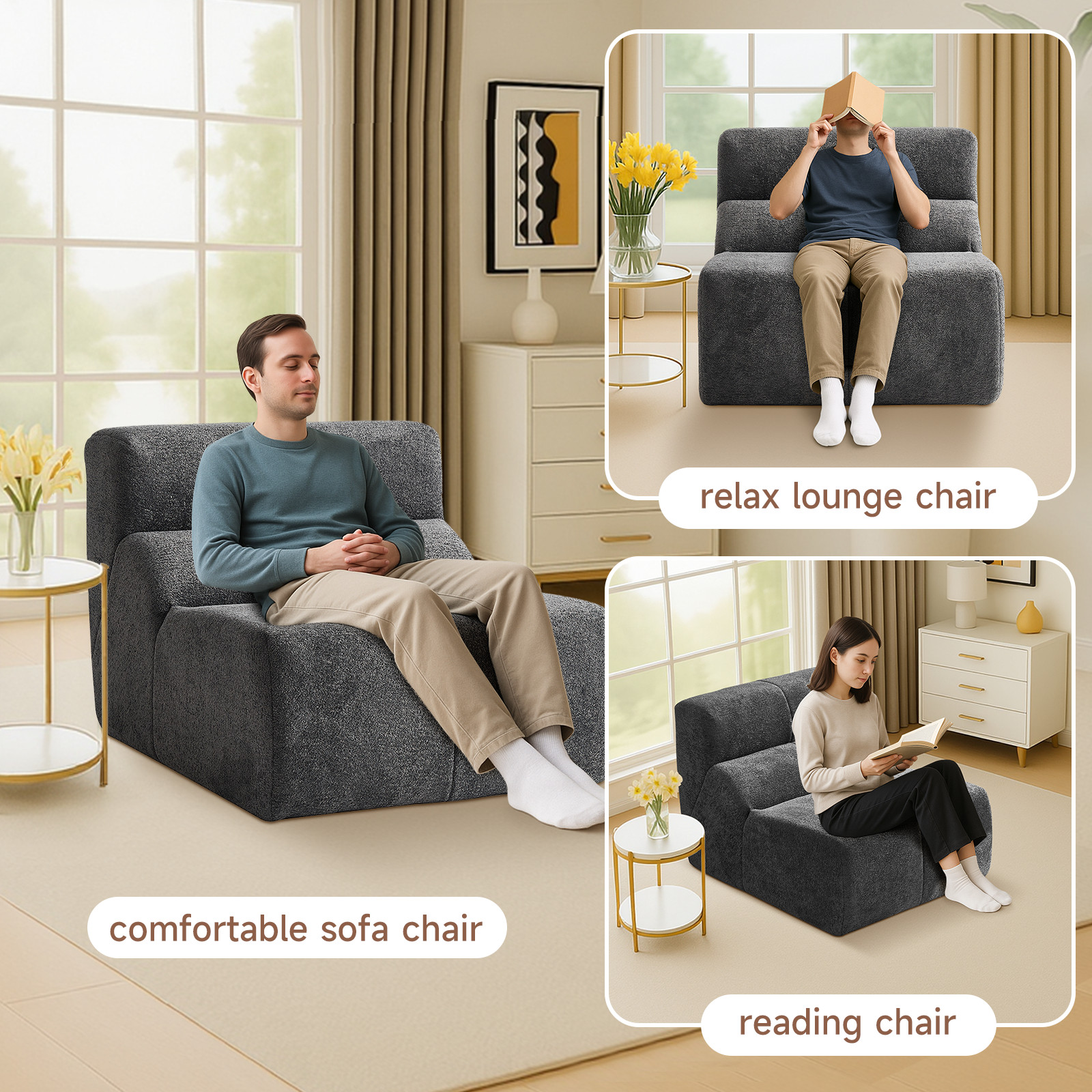 Luxury Cloud-Soft Velvet Single Sofa Chair,Soft compress Sofa Perfect for Livi