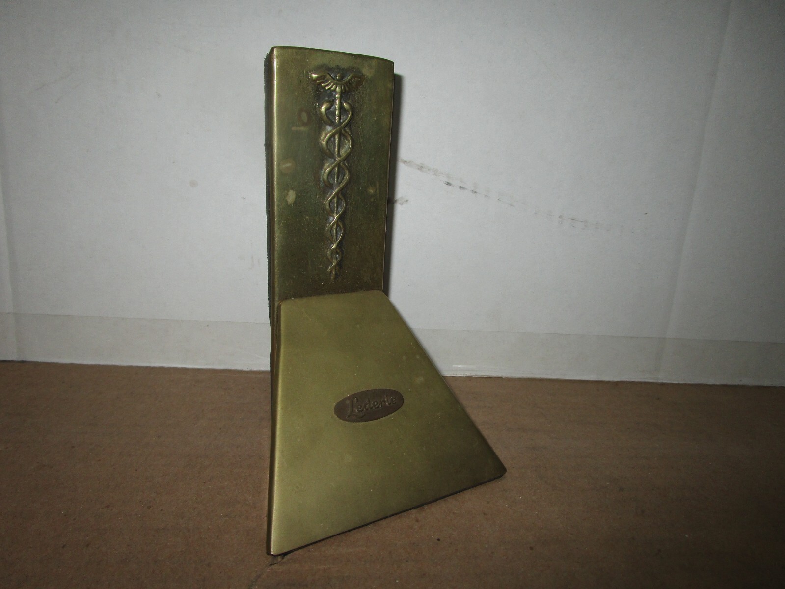 Vintage Lederle Labs American Cyanamid Advertising Caduceus Brass Book End