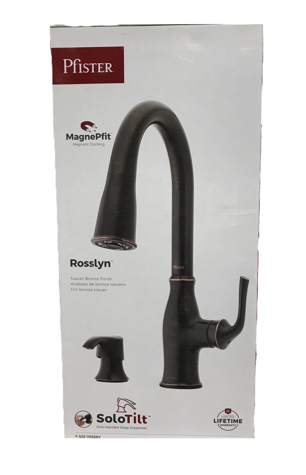 Pfister Rosslyn Single Handle Pull Down Sprayer Kitchen Faucet in Tuscan Bronze