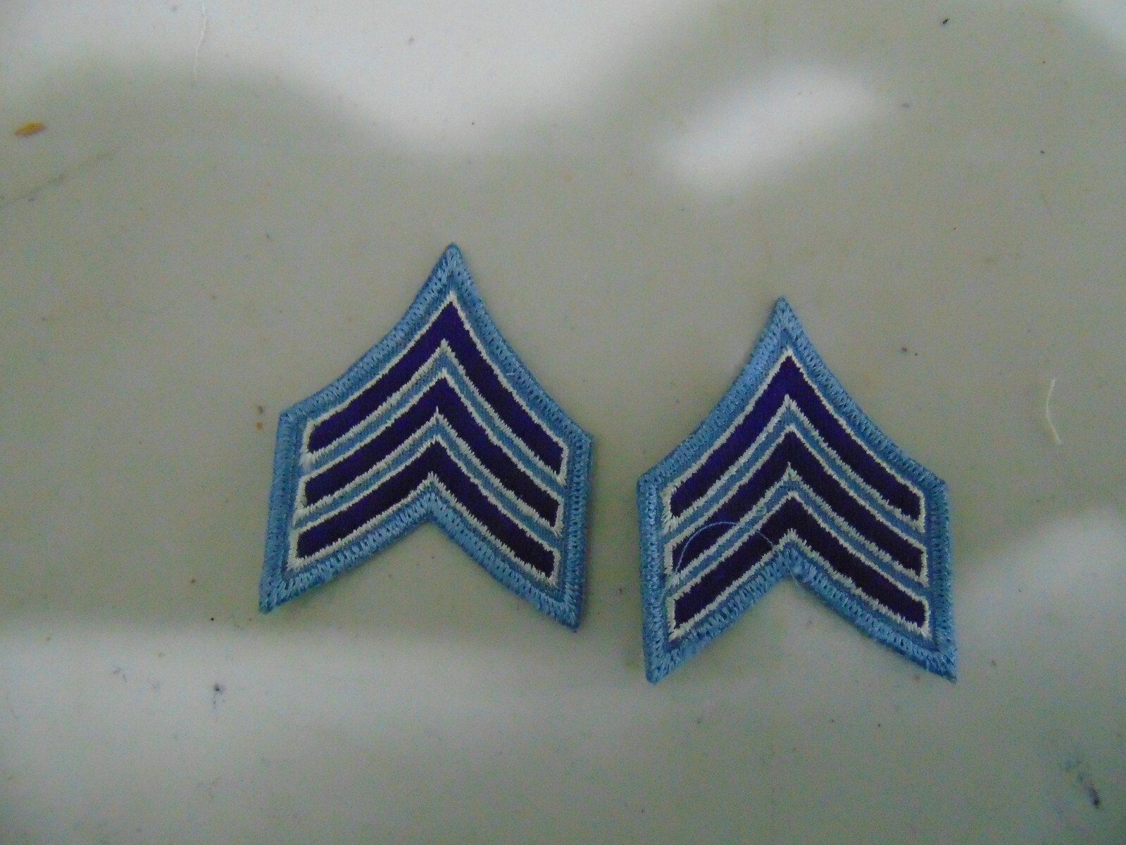 MILITARY POLICE OR FIRE PATCH SET OF 2 SEW ON SERGEANT STRIPES SMALLER 2 1/2 IN
