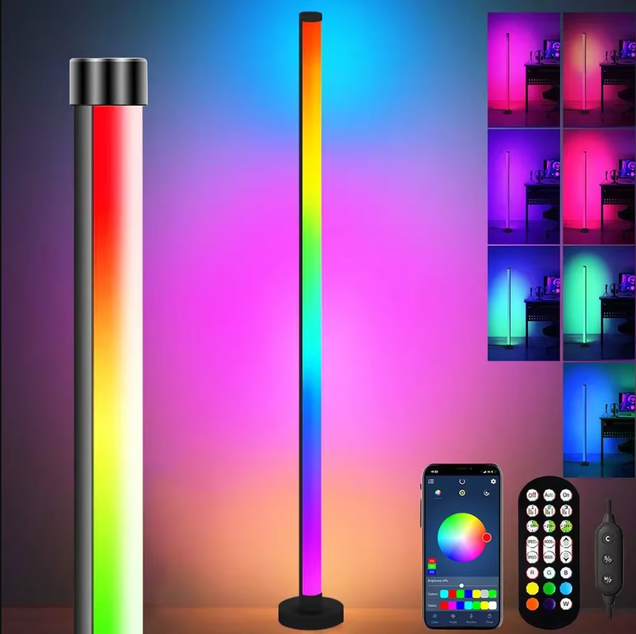 2× 47" Smart LED Floor Lamp RGB Remote & APP Control Music Sync Corner Lighting