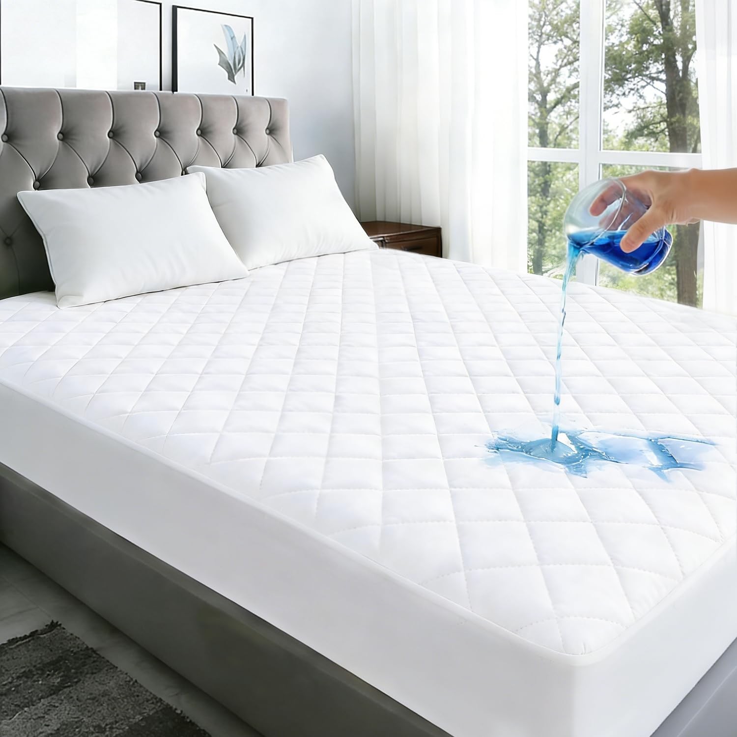 California King Mattress Protector King, Pattern-2-white