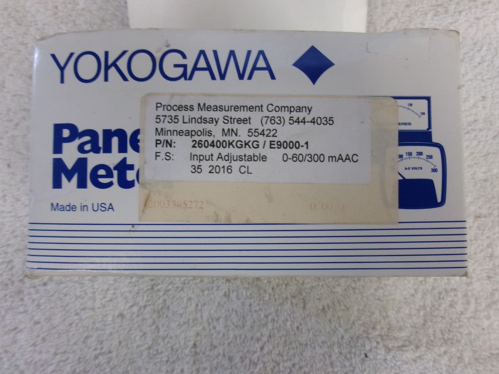 NIB YOKOGAWA Panel Meter 0-60/300 mAAC 35 2016 CL   260400KGKG/E9000-1