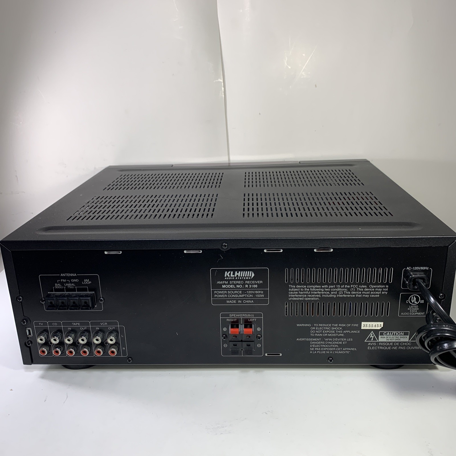 KLH R3100 Receiver HiFi Stereo Vintage Home Audio 2 Channel Radio Black Dolby