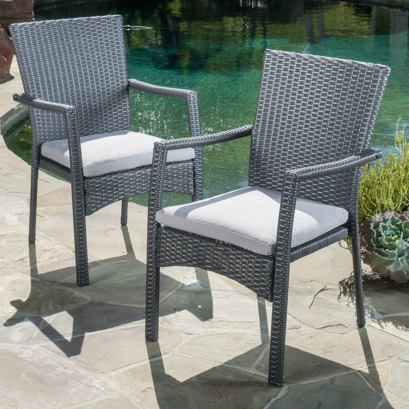 Set of 2 Garden Armchair Club Chair Outdoor Furniture Patio Seat Wicker Chair