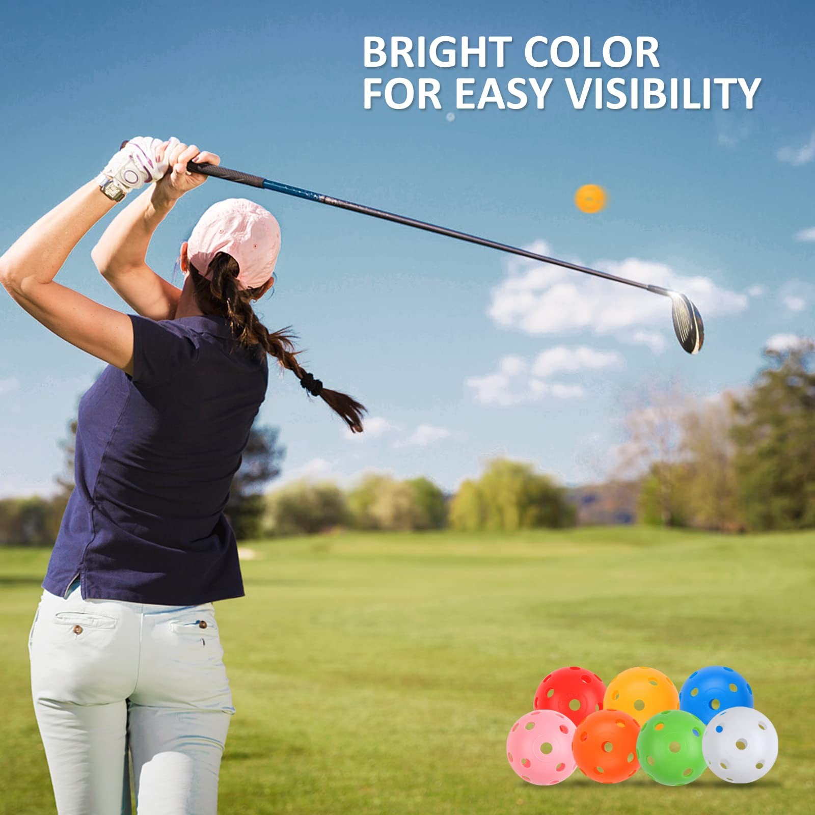 Joyberg Practice Golf Balls 24 Pack, 42mm Plastic Golf Balls, Practice Golf Ball