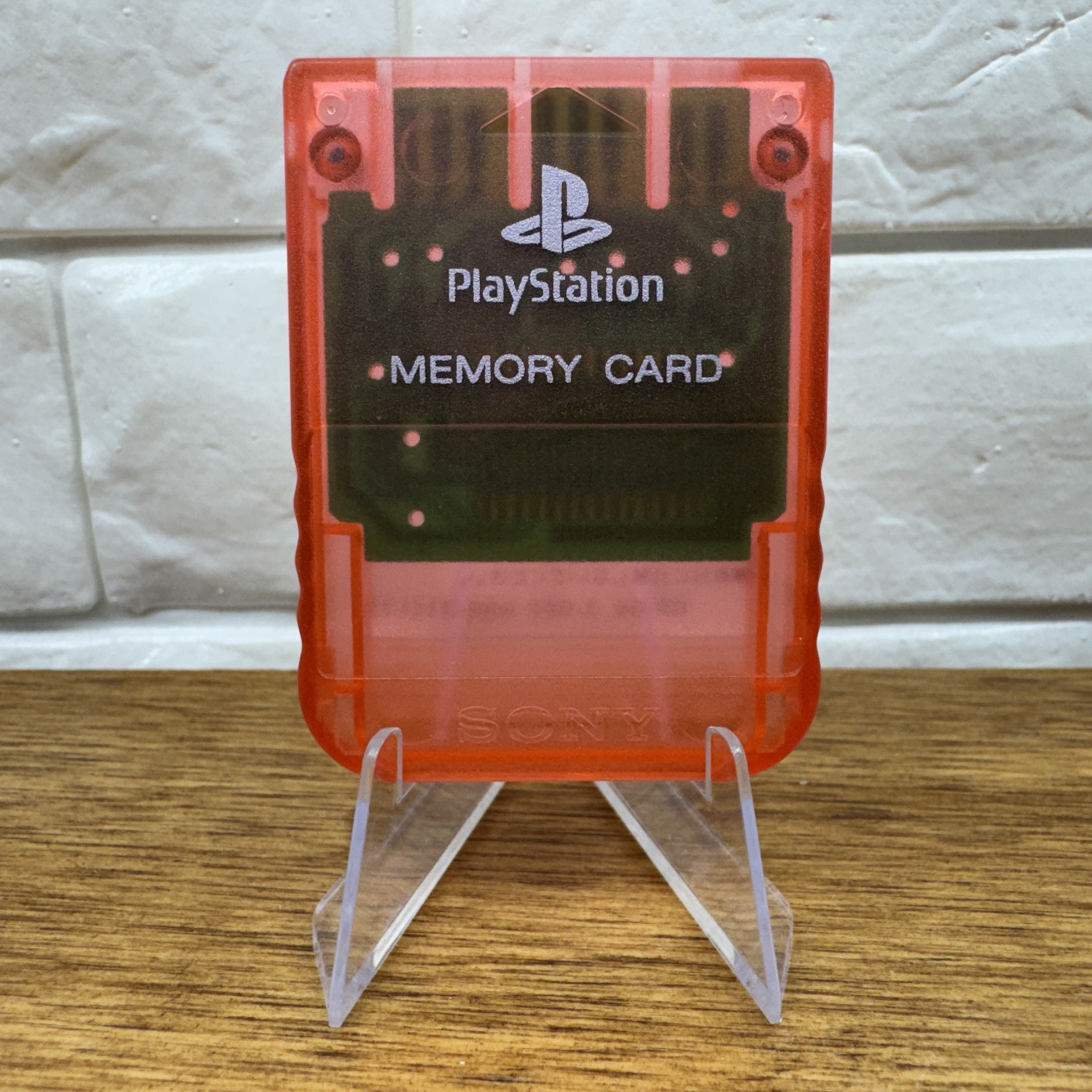 Sony PlayStation 1 Official PS1 Memory Card SCPH-1020 Clear Red Tested Working