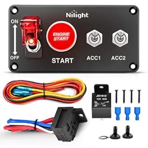 Ignition Switch Panel 12V 4 in 1 Rocker Switch with En Color: Red 4 in 1 Panel