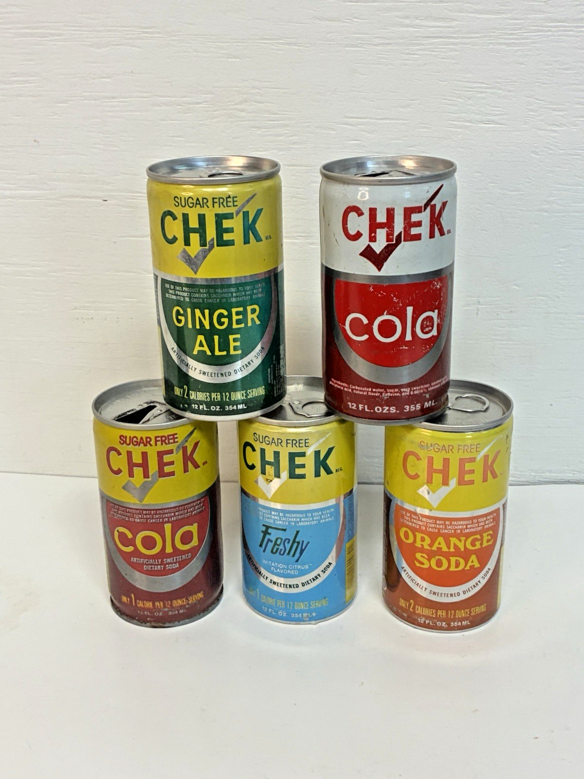 1970's Chek Soda Cans Set of 5 Steel & Aluminum (Winn-Dixie brand)