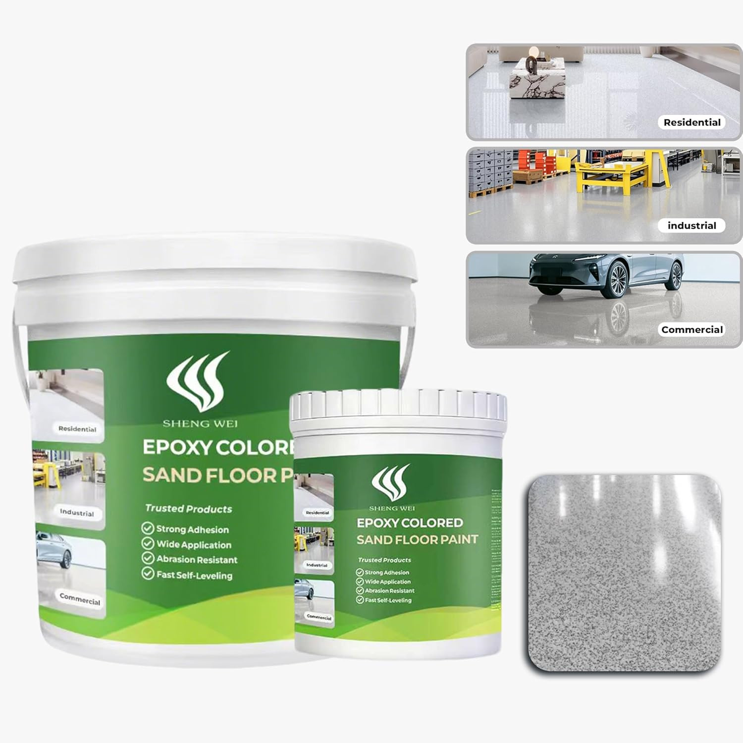Self Leveling Epoxy Color Sand Floor Paint with Marble Texture Finish, 1 Gallon,