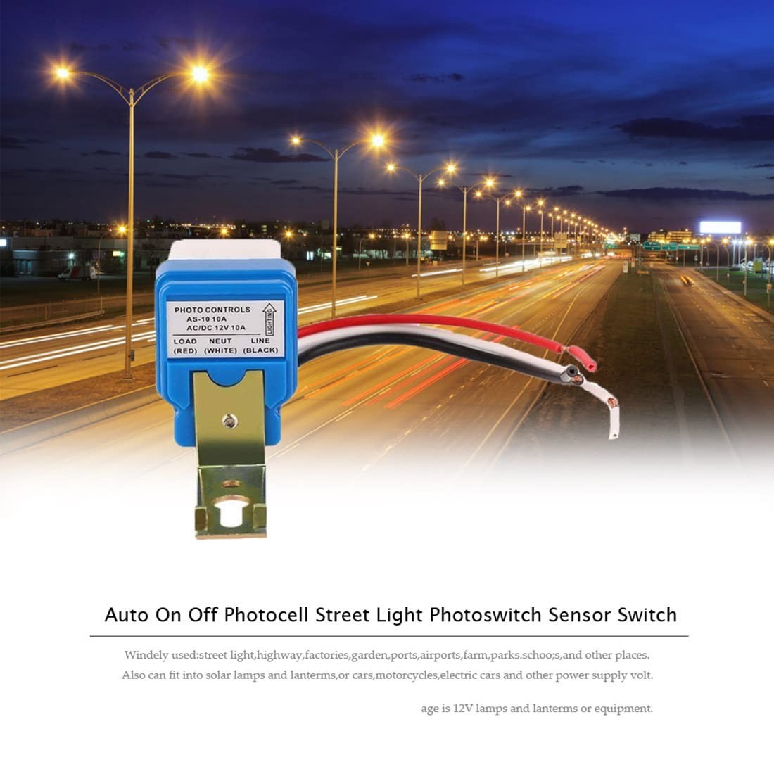 3-Piece 12V 10A Dusk Sensor Switch Set for Automatic Night Lighting Solutions