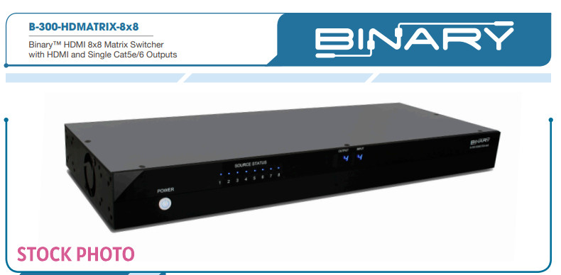 Binary B-300-HDMATRIX-8X8 HDMI Matrix Switch AND 4 receivers for Control4 - Used