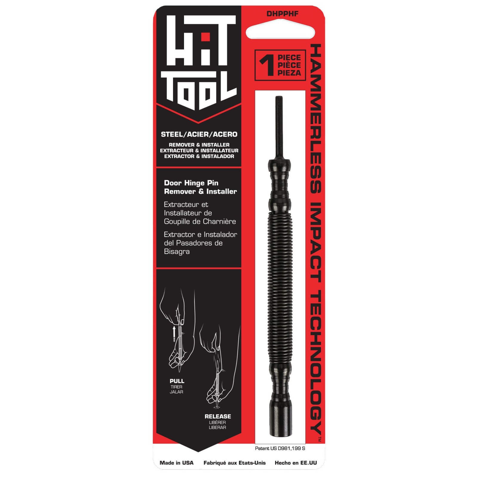 Door Hinge Pin Removal Tool – Spring-Driven Hinge Pin Punch & Steel-Faced Ham...