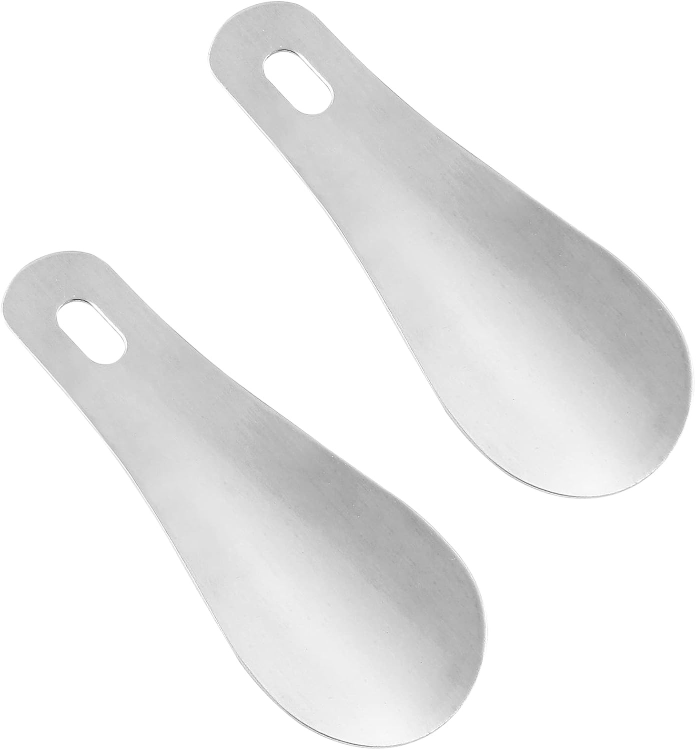 2Pcs Stainless Steel Shoe Horn, 4 Inch (10cm) Silver Metal Shoe Helper Stick Sma