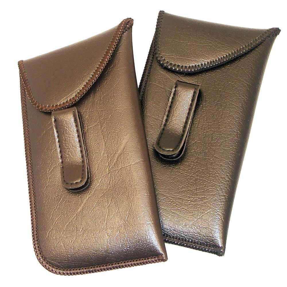 2 Pk Black & Brown Pocket Glasses Case With Clip Shirt Pocket Soft Glasses Case