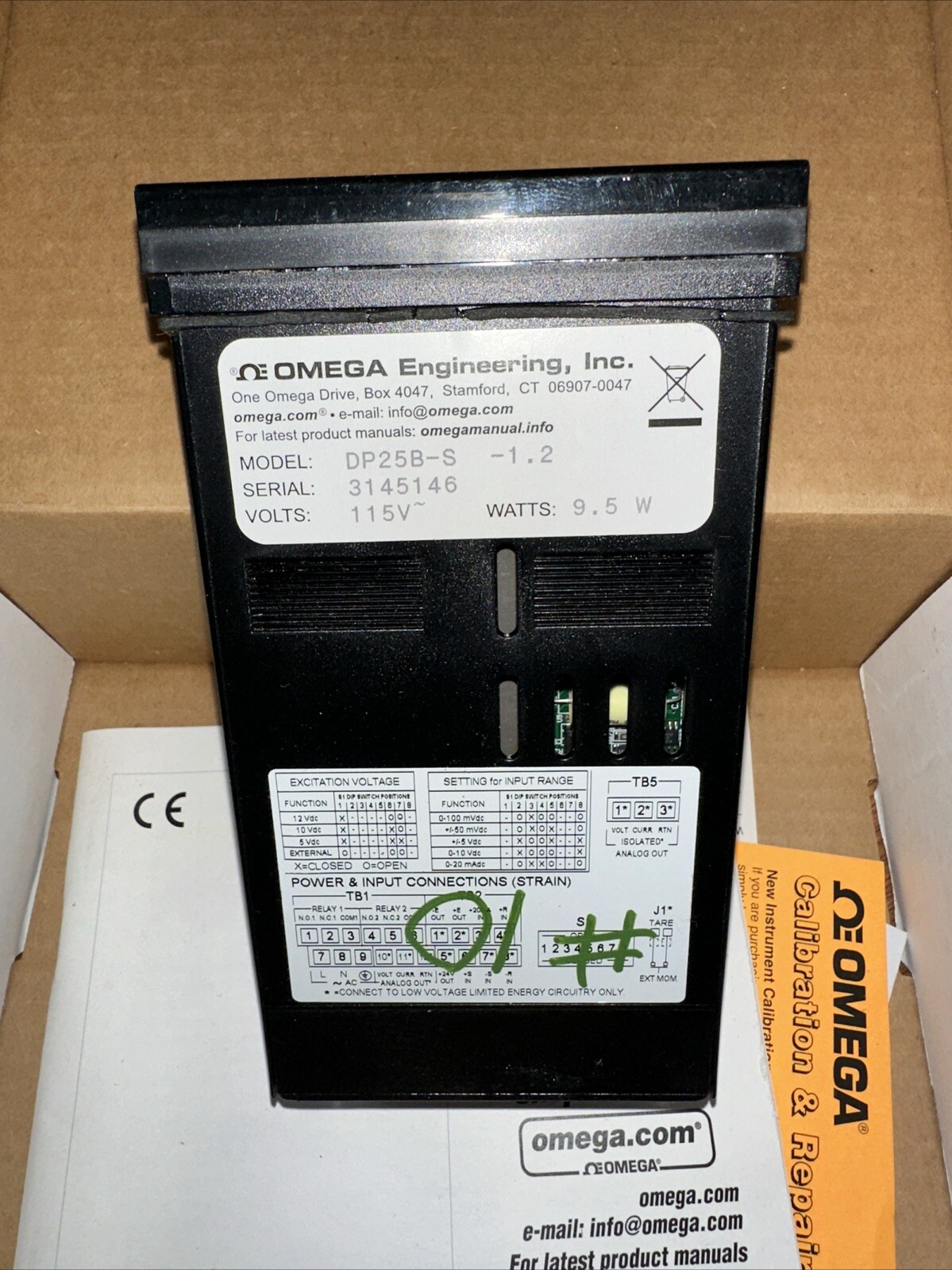 OMEGA DP25B-S - 1.2 STRAIN GAGE PANEL METER 115V Used