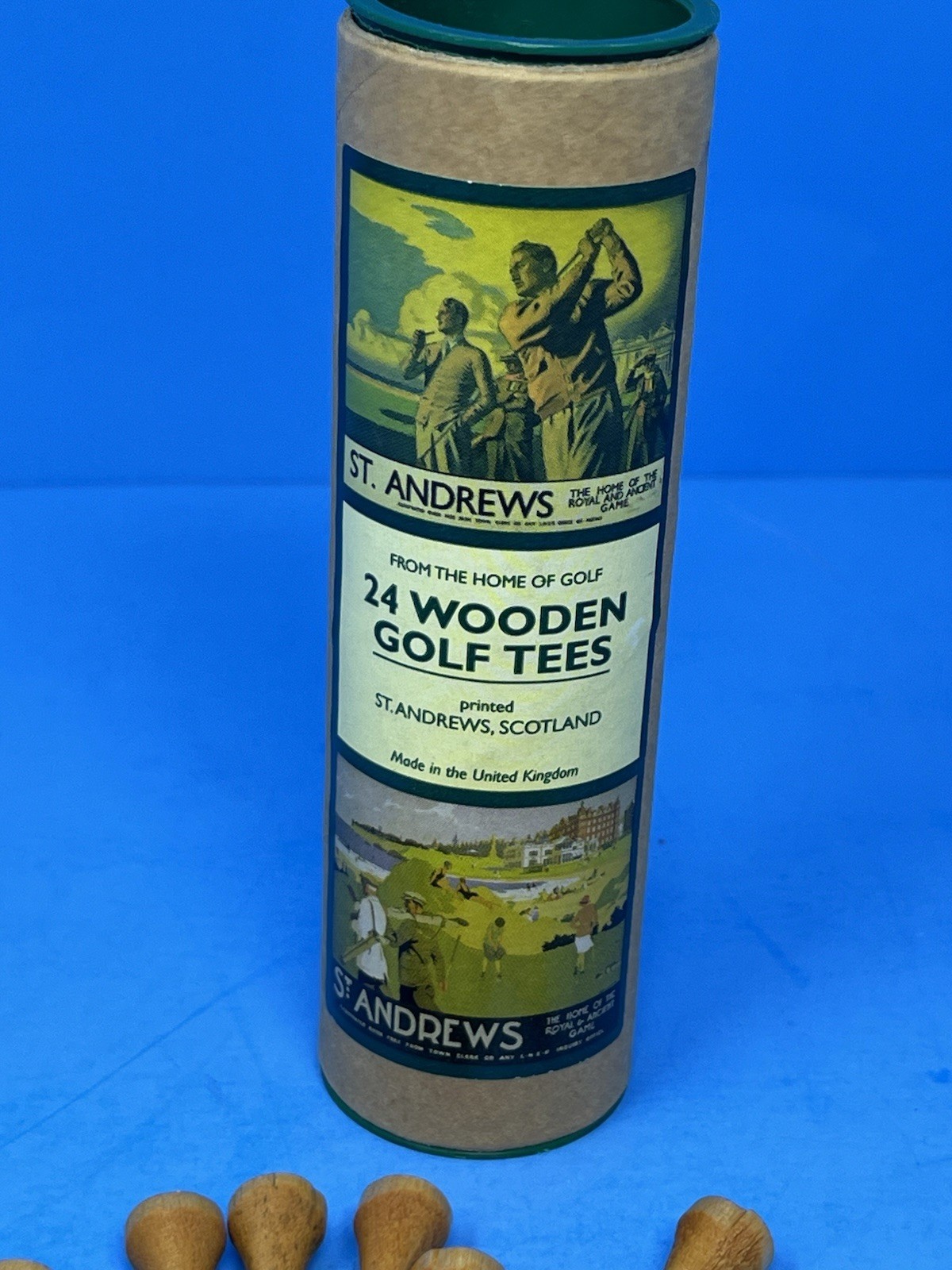 St Andrews Scotland Course Souvenir 24 Wood Tees in Canister