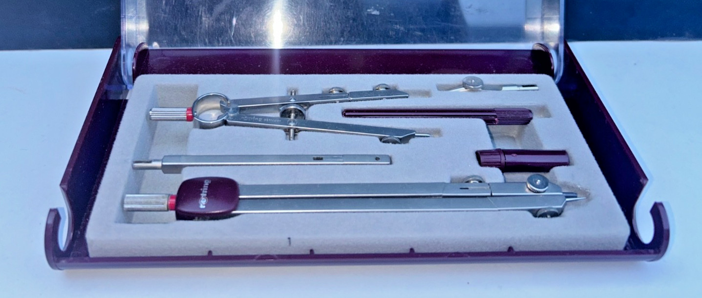 rOtring Compass Divider Set Technical Drawing Mathematical in Case 1980
