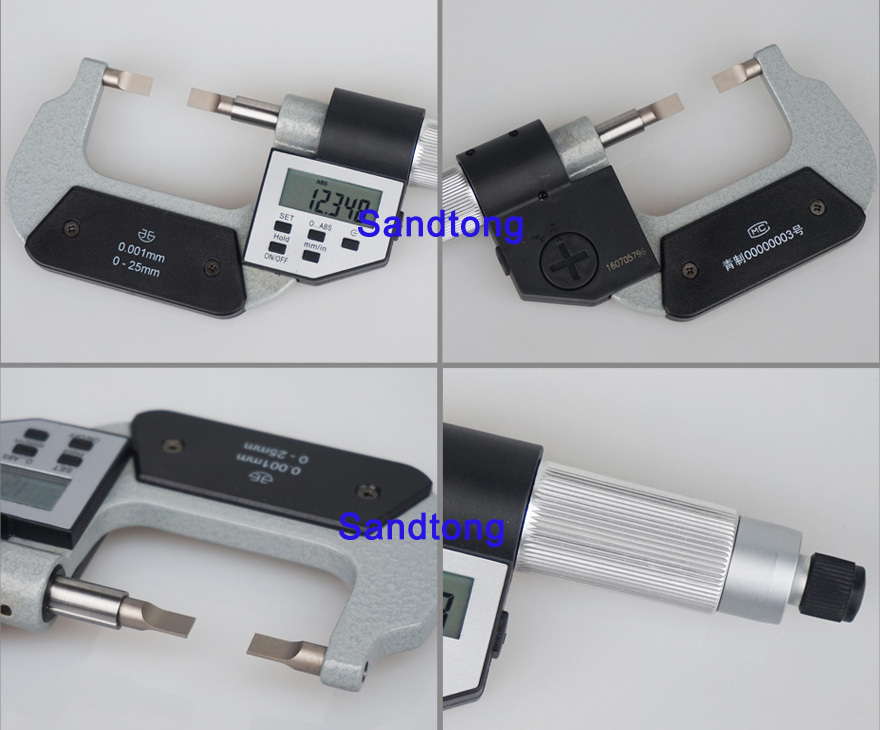 0.001mm Digital Micrometer, Blade Knife Edge Thin Piece Micrometer, 0-25mm Range