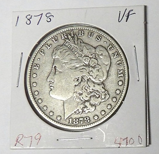 1878-P Morgan Silver Dollar VF Philadelphia Mint 1879 Reverse (10925)