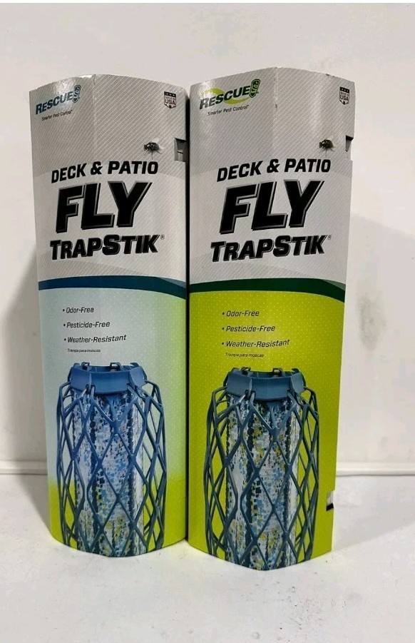 RESCUE! Deck & Patio Fly TrapStik Outdoor Hanging Fly Trap **2 Pack**