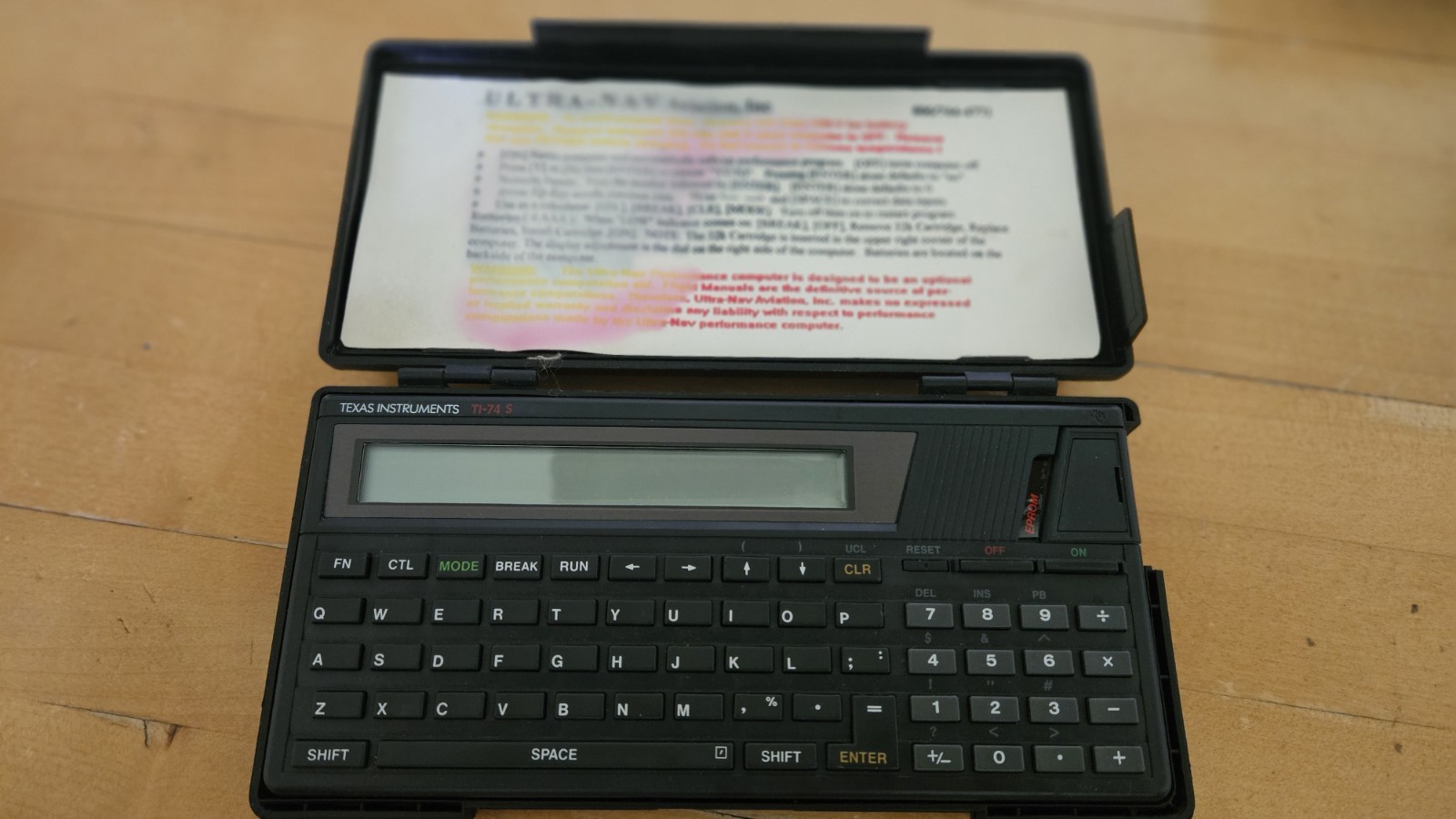 Texas Instruments TI-74S Vintage Handheld Computer w/ EPROM Ultra-Nav Case
