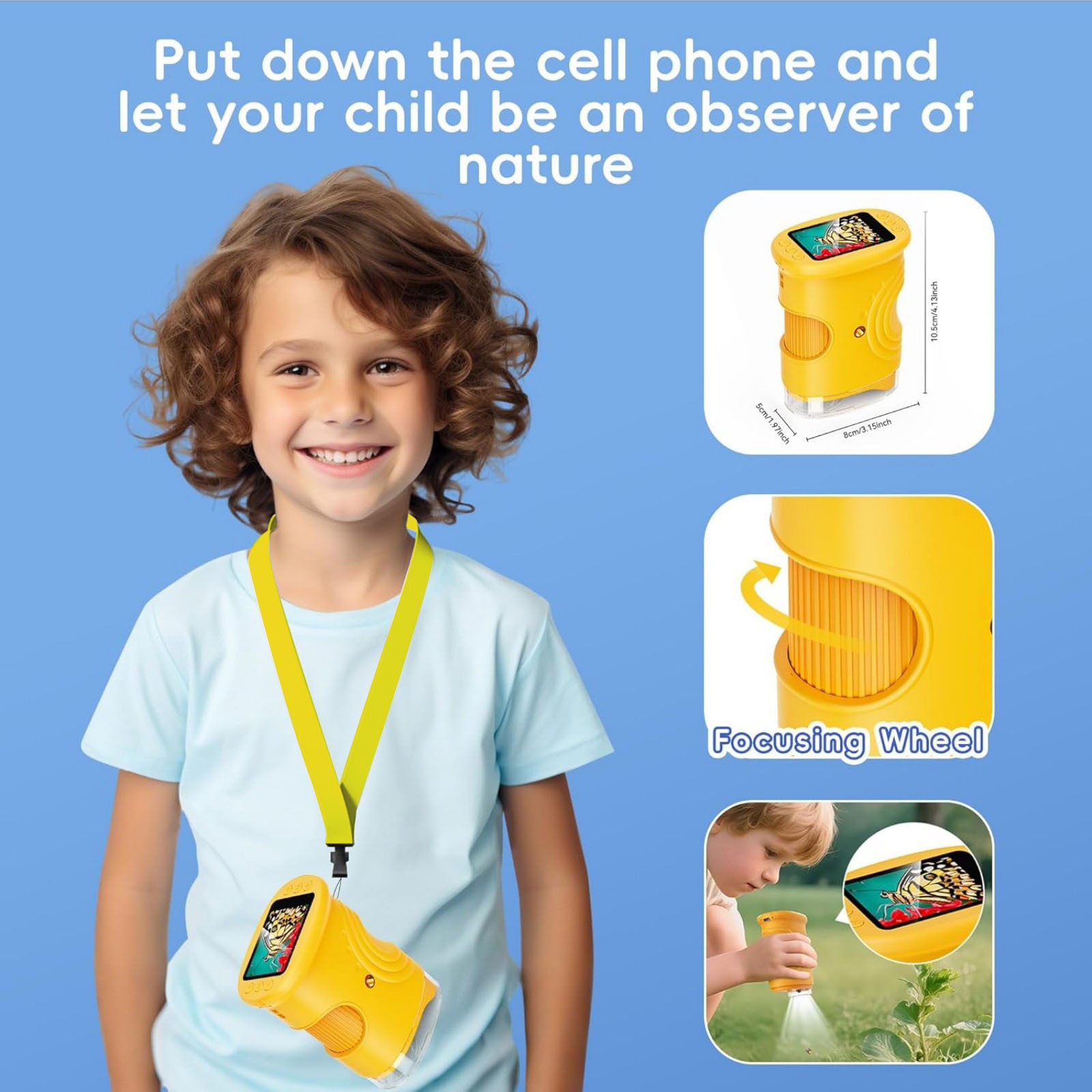 1000x Digital Handheld Microscope Portable with 8 LED Lights for Kids Science