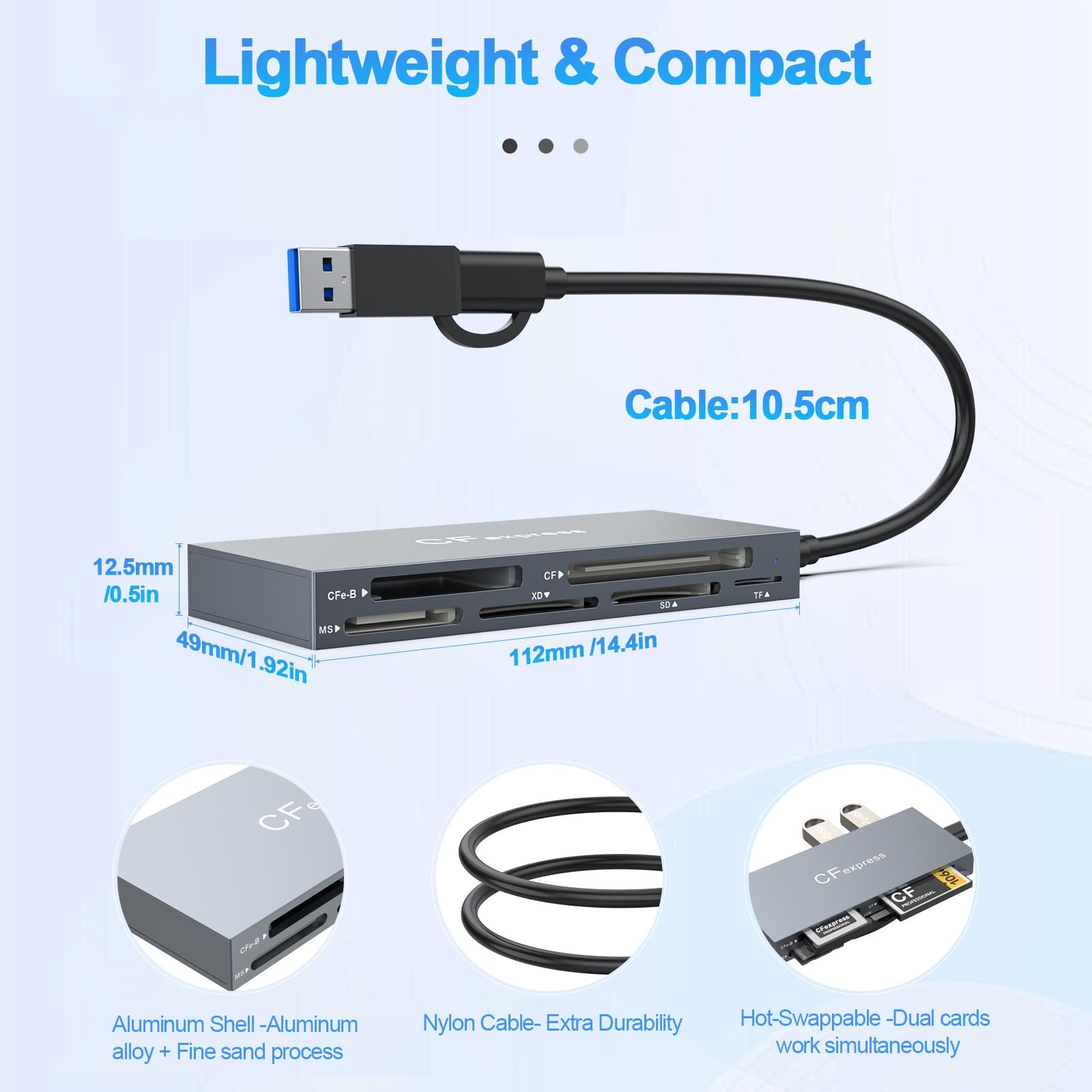 Multi 8 in 1 USB /USB A for CFexpress B Card Reader,10Gbps CFexpress Adapter ...
