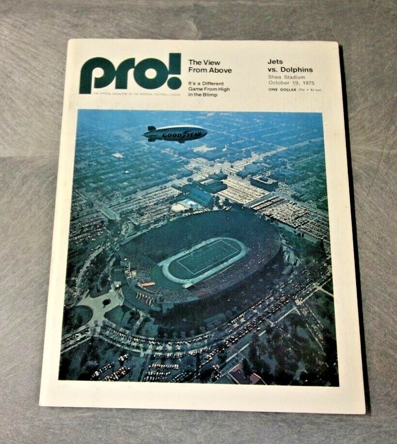 1975 PRO FOOTBALL NFL GAMEDAY MAGAZINE NEW YORK JETS VS MIAMI DOLPHINS SHEA STAD