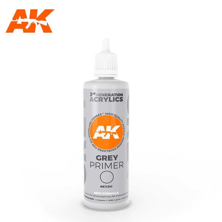 AK Interactive 100ml Bottle Grey 3rd Gen Acrylic Primer AK11241