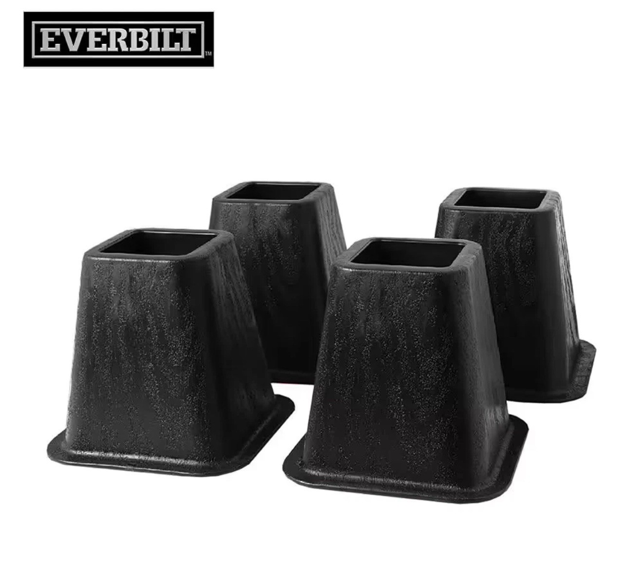 6 Inch Bed Risers 4-Pack Durable Heavy Duty Construction Ensures Black New