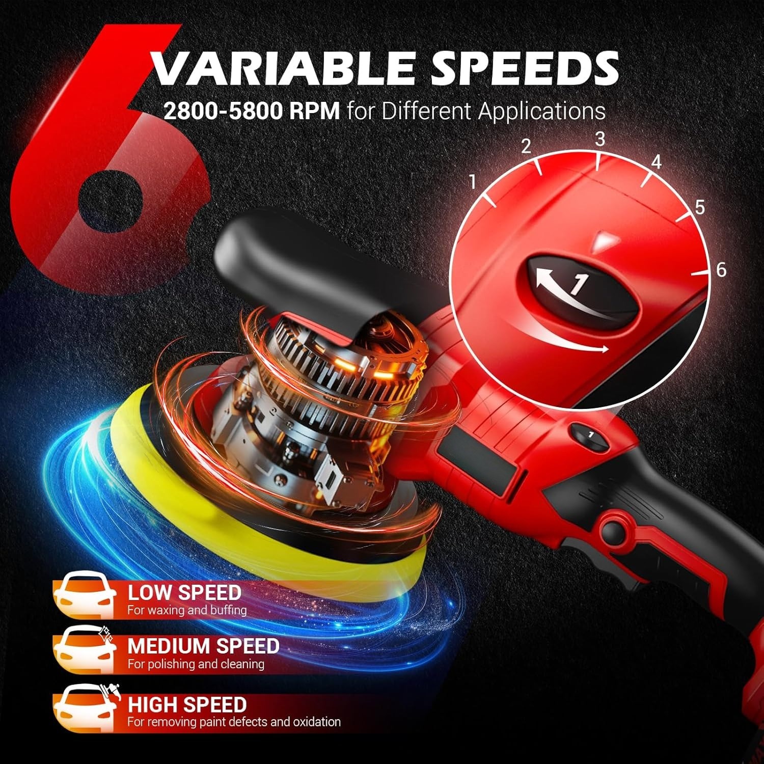Cordless Car Polisher Kit, Includes 24V 2×2.0Ah Battery