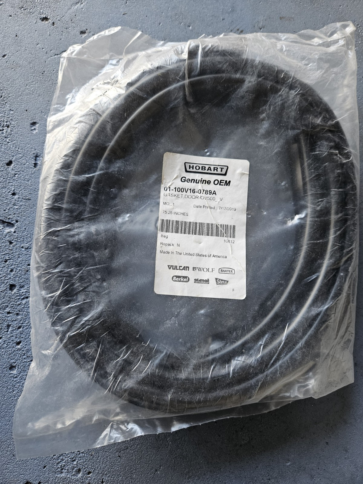 01-100v16-0798A BAXTER OVEN Door Gasket  OV500E, OV500G, HBA