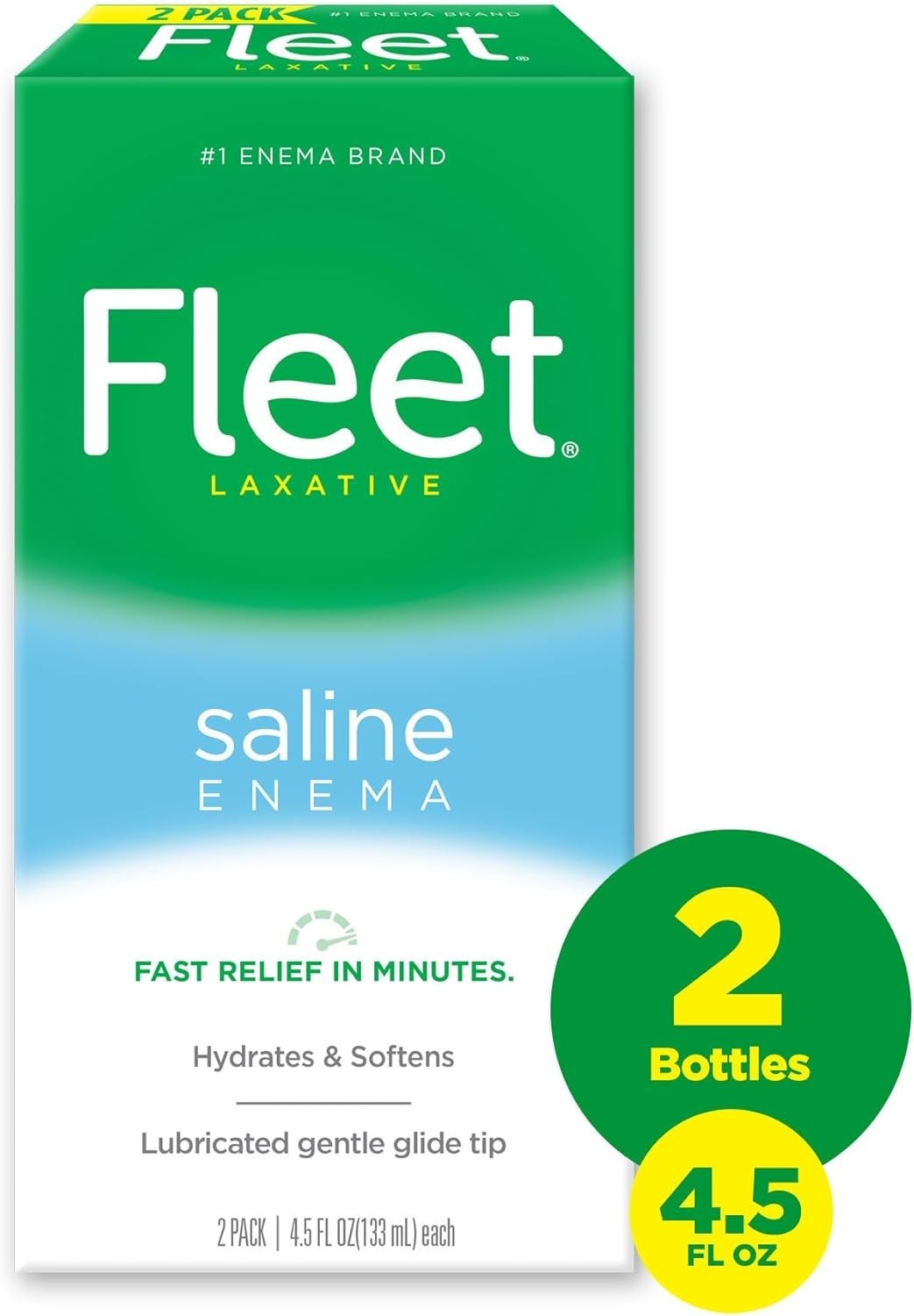 Fleet Enema Kit – 2 PCS, 4.5 oz Each, Fast Acting Constipation Relief for Adults