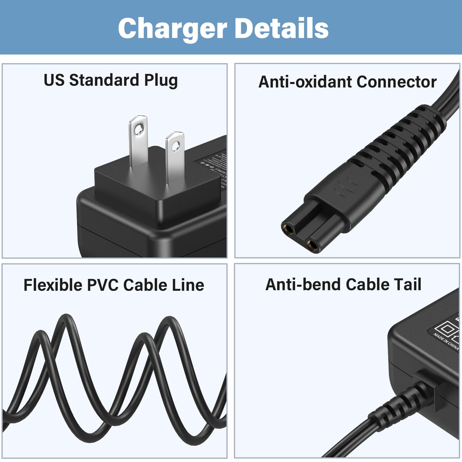 9V Scrubber Charger Fit for Homitt HM115C Electric Spin Scrubber, Power BLACK