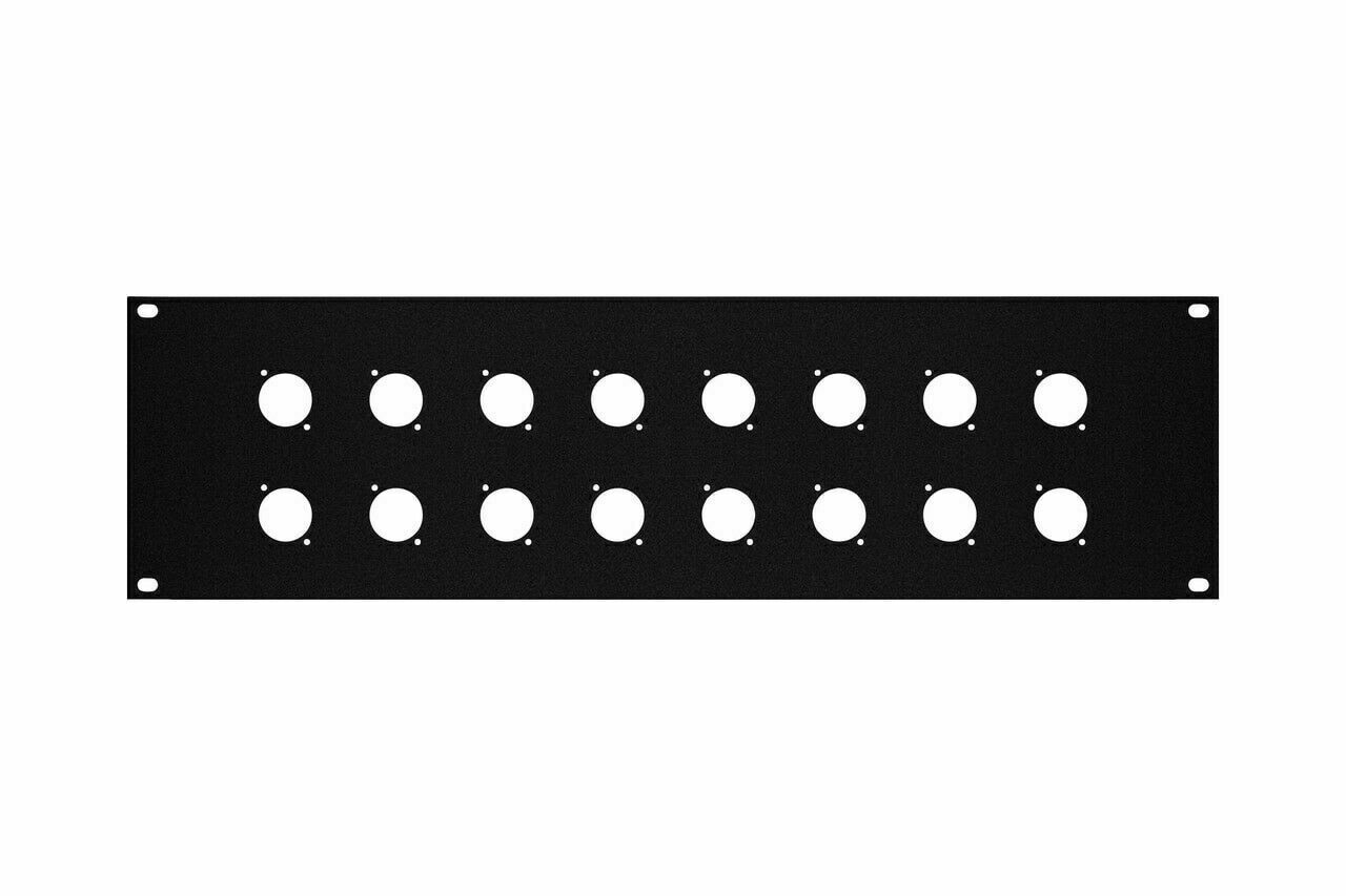 3u Space Metal Rack Panel w/ 16 D Connector Holes Rack Panel