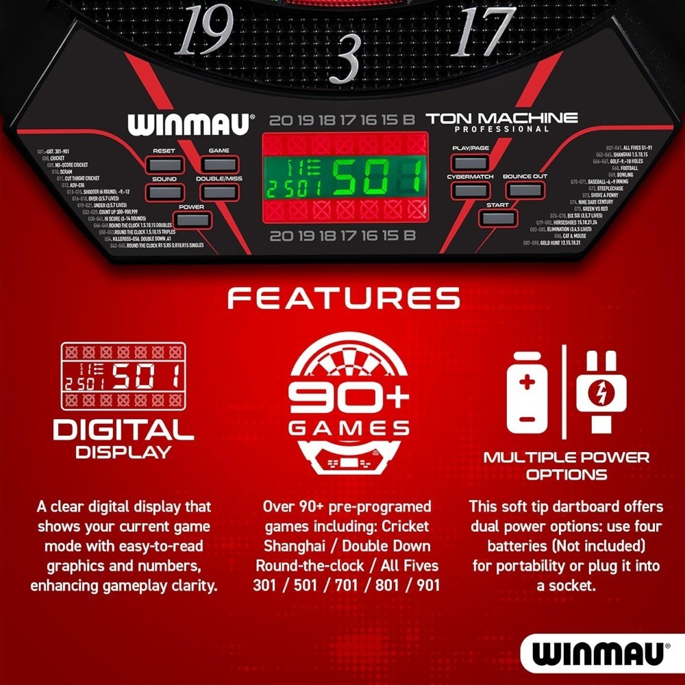 Electronic Soft Tip Dart Board Set with 90+ Games, Digital Scoreboard for 8