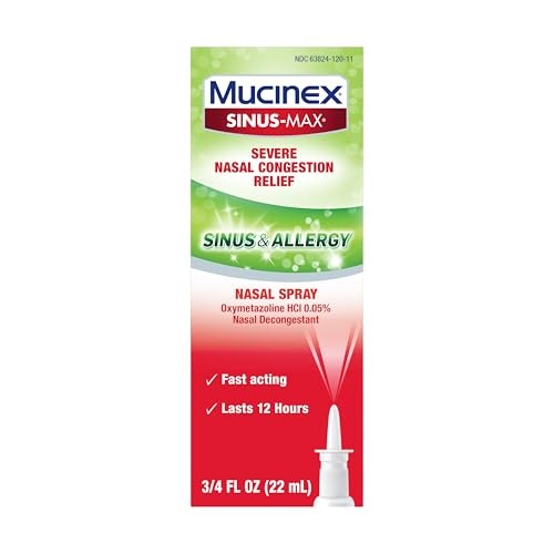 Mucinex Sinus-Max Severe Nasal Congestion Relief Sinus & Allergy Nasal Spray,