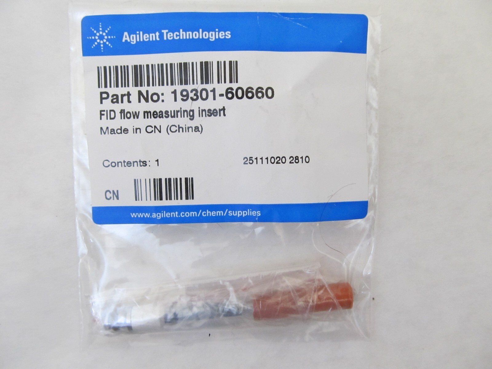 Agilent 19301-60660 FID Flow Measuring Insert, Detector Assembly - FAST SHIPPING