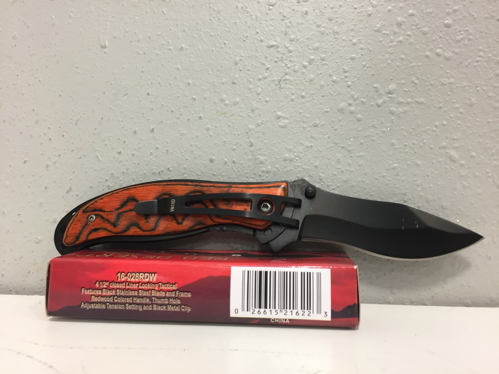 Frost Cutlery 16-028RDW Red Desert III Black/Silver Stainless Steel 8" Pkt knife